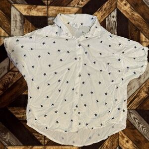 Japna White and Blue Blouse with Relaxed Fit